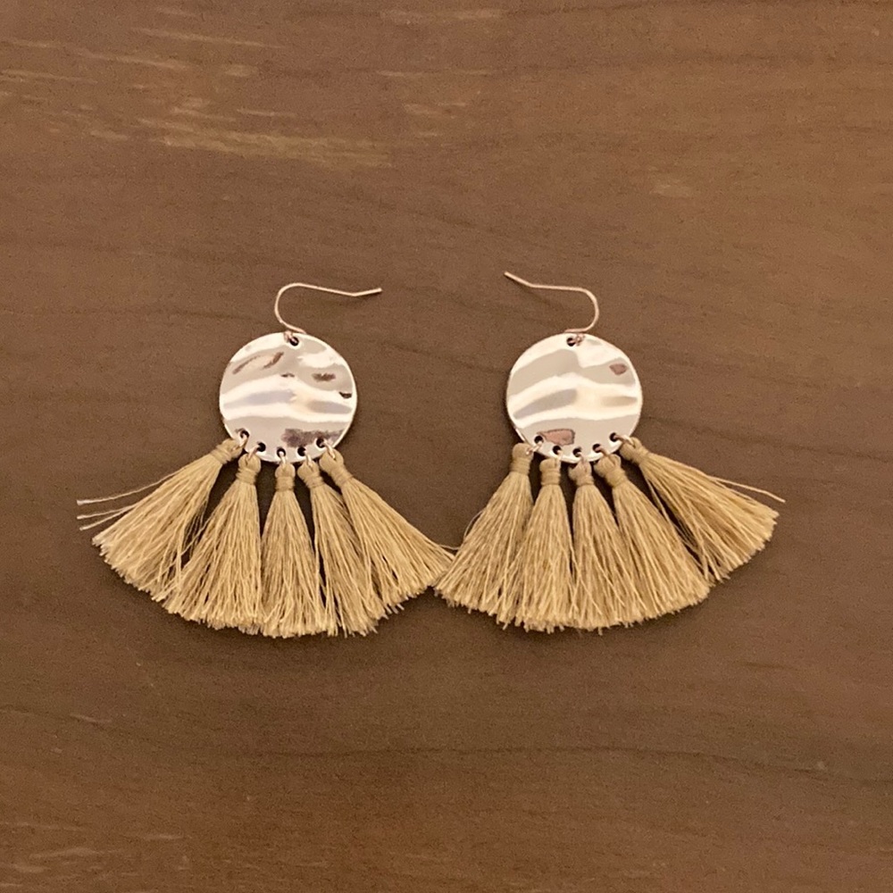Copper tassel dangle earrings